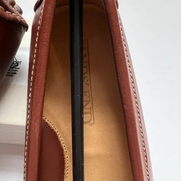 NEW Brown leather driving loafers/moccasins - Lands' End - Picture 3 of 9